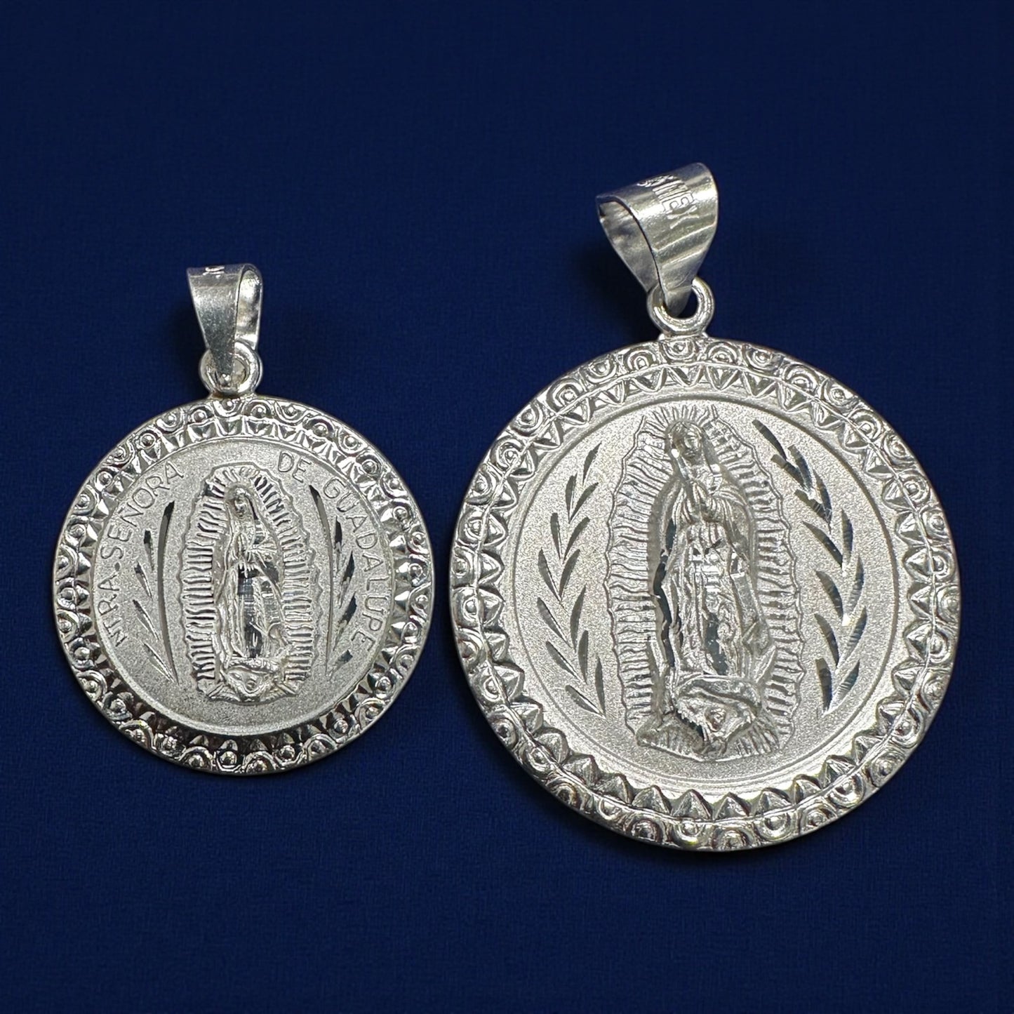 925 Sterling Silver Double-Sided Engraved Pendant – Virgin Mary & Saint Jude (3cm / 4cm)