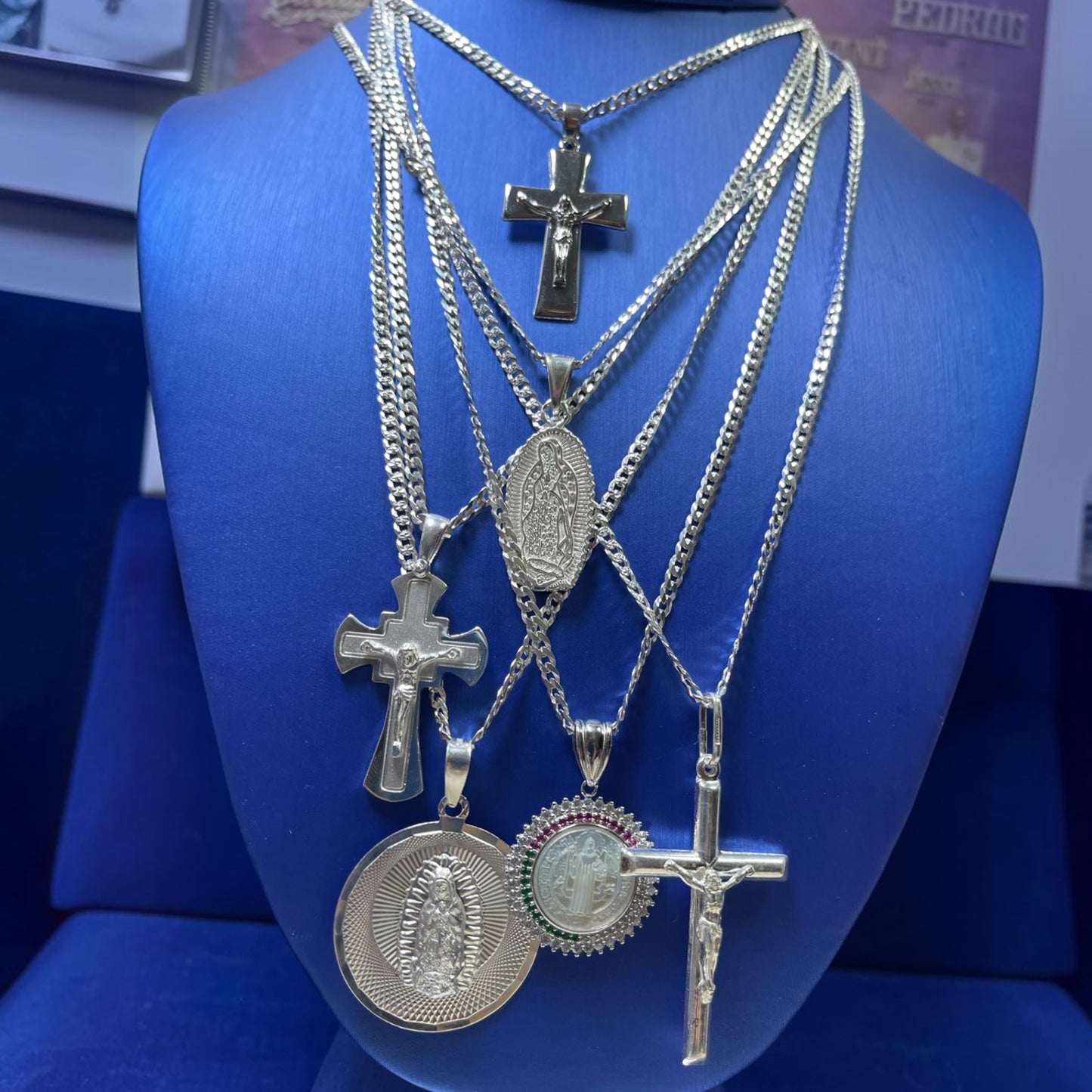 925 Sterling Silver Religious Necklace Collection – 20" Cuban Chain Included
