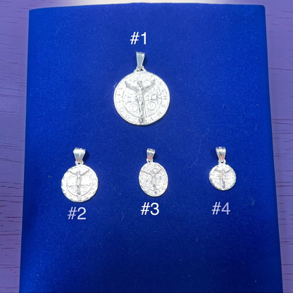 925 Sterling Silver Double-Sided San Benito & Jesus Pendant