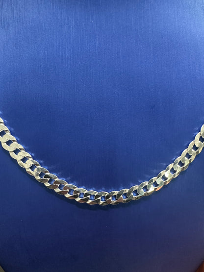 925 Sterling Silver Diamond Cut Cuban Necklace – 8mm