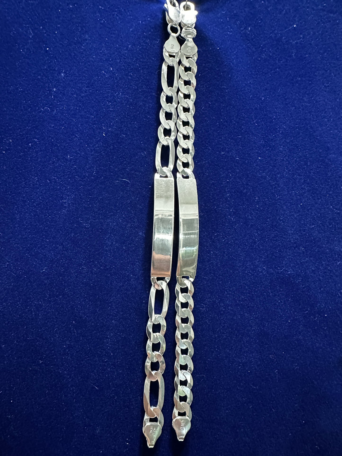 925 Sterling Silver Cuban & Figaro ID Bracelet – 7.5mm / 8mm