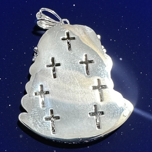 Two-Tone 925 Sterling Silver Christ Face Pendant – 2"