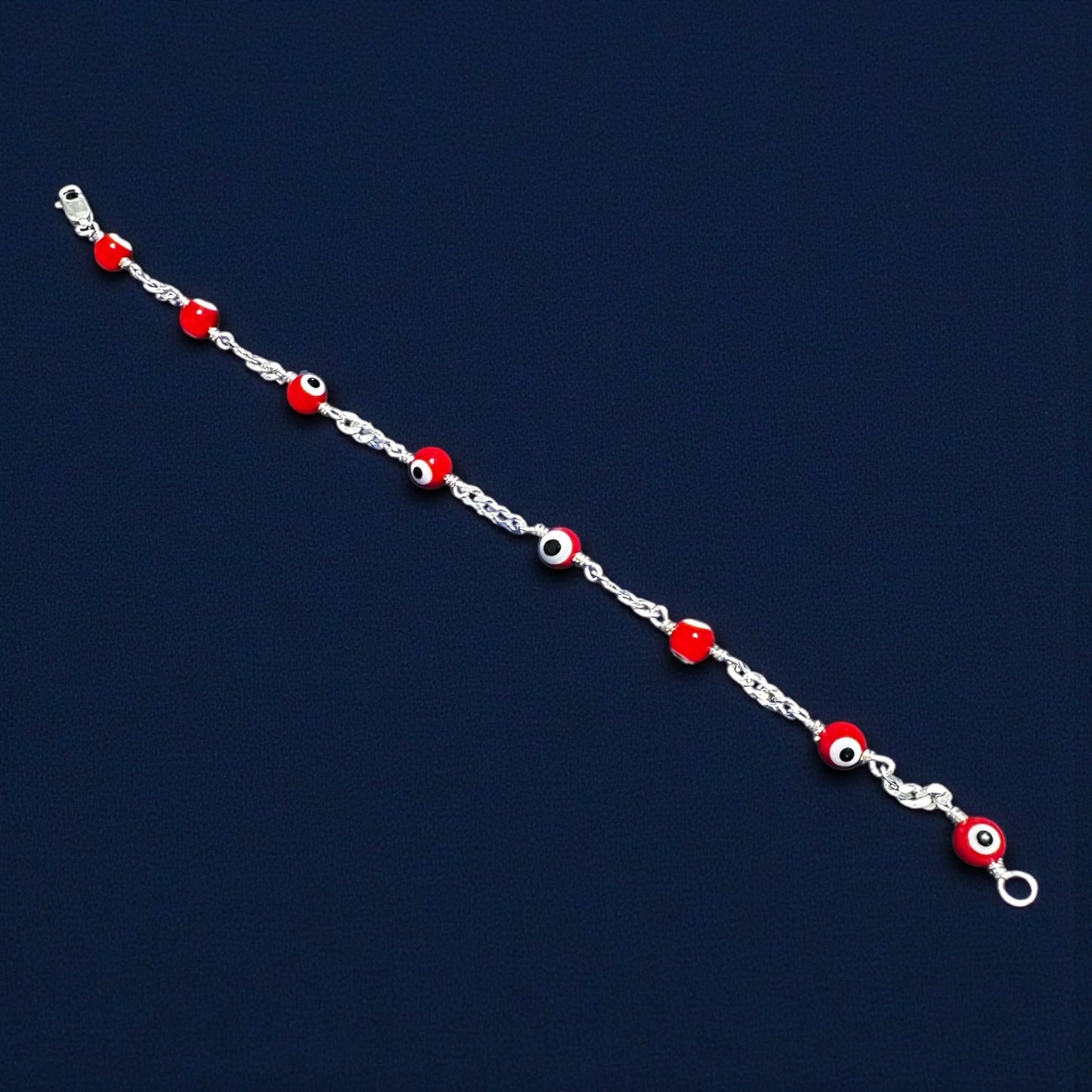 Handmade 925 Sterling Silver Red Evil Eye Bracelet – 6mm Beads (7" / 7.5" / 8")