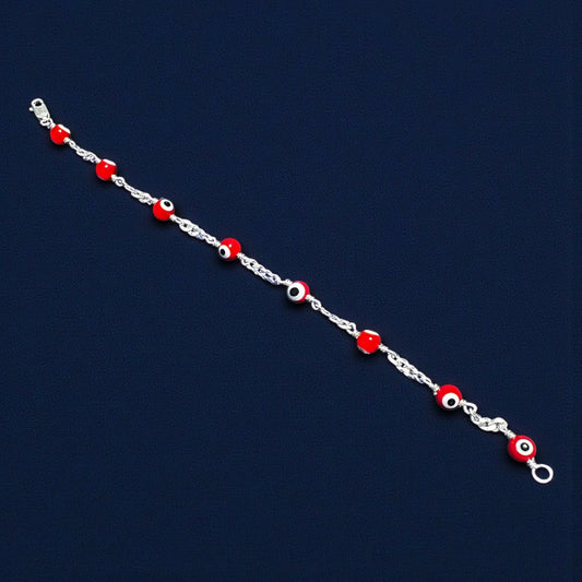 Handmade 925 Sterling Silver Red Evil Eye Bracelet – 6mm Beads (7" / 7.5" / 8")