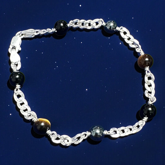 Handmade 925 Sterling Silver Triple Protection Bracelet – 6mm Beads (7" / 7.5" / 8")