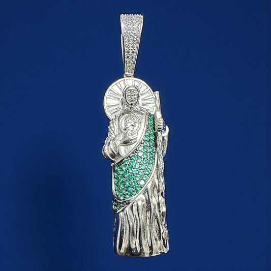 925 Sterling Silver 3D Saint Jude Pendant – 2.5"