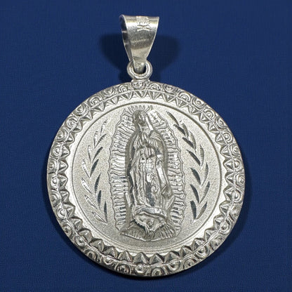 925 Sterling Silver Double-Sided Engraved Pendant – Virgin Mary & Saint Jude (3cm / 4cm)