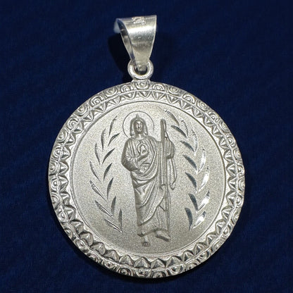 925 Sterling Silver Double-Sided Engraved Pendant – Virgin Mary & Saint Jude (3cm / 4cm)