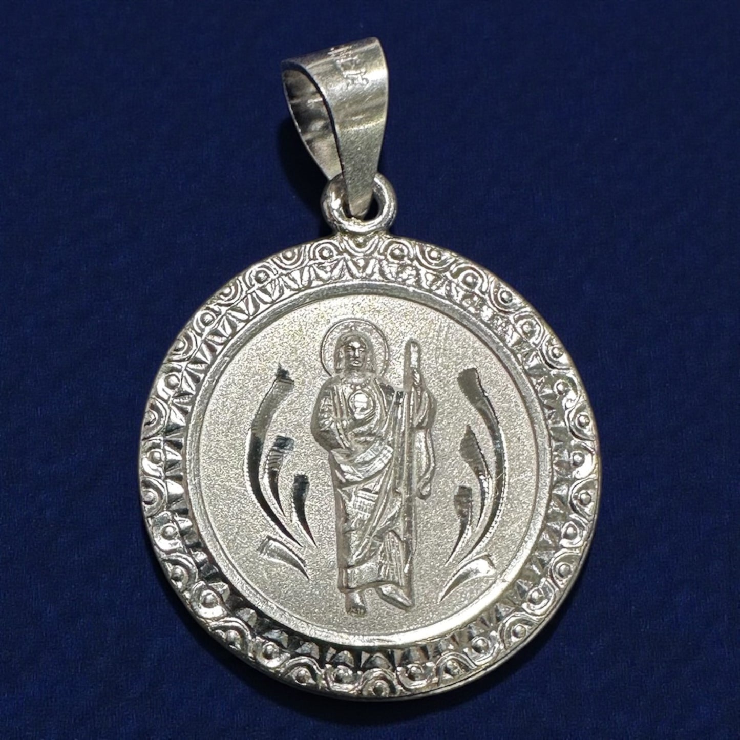 925 Sterling Silver Double-Sided Engraved Pendant – Virgin Mary & Saint Jude (3cm / 4cm)