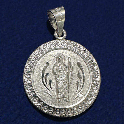 925 Sterling Silver Double-Sided Engraved Pendant – Virgin Mary & Saint Jude (3cm / 4cm)