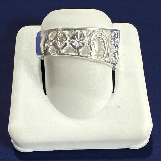 925 Sterling Silver Lucky Symbol Ring – Horseshoe, Clover & Elephant Design