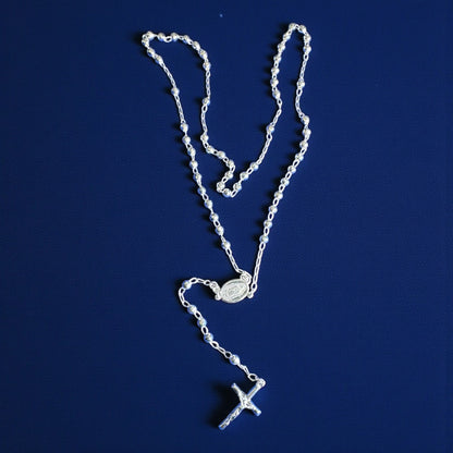 925 Sterling Silver 26" 5mm Facetado Rosary Necklace