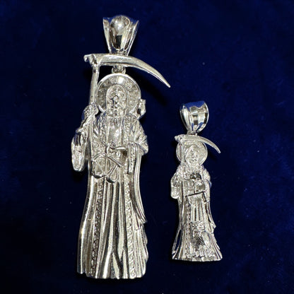 925 Sterling Silver Santa Muerte 3D Pendant