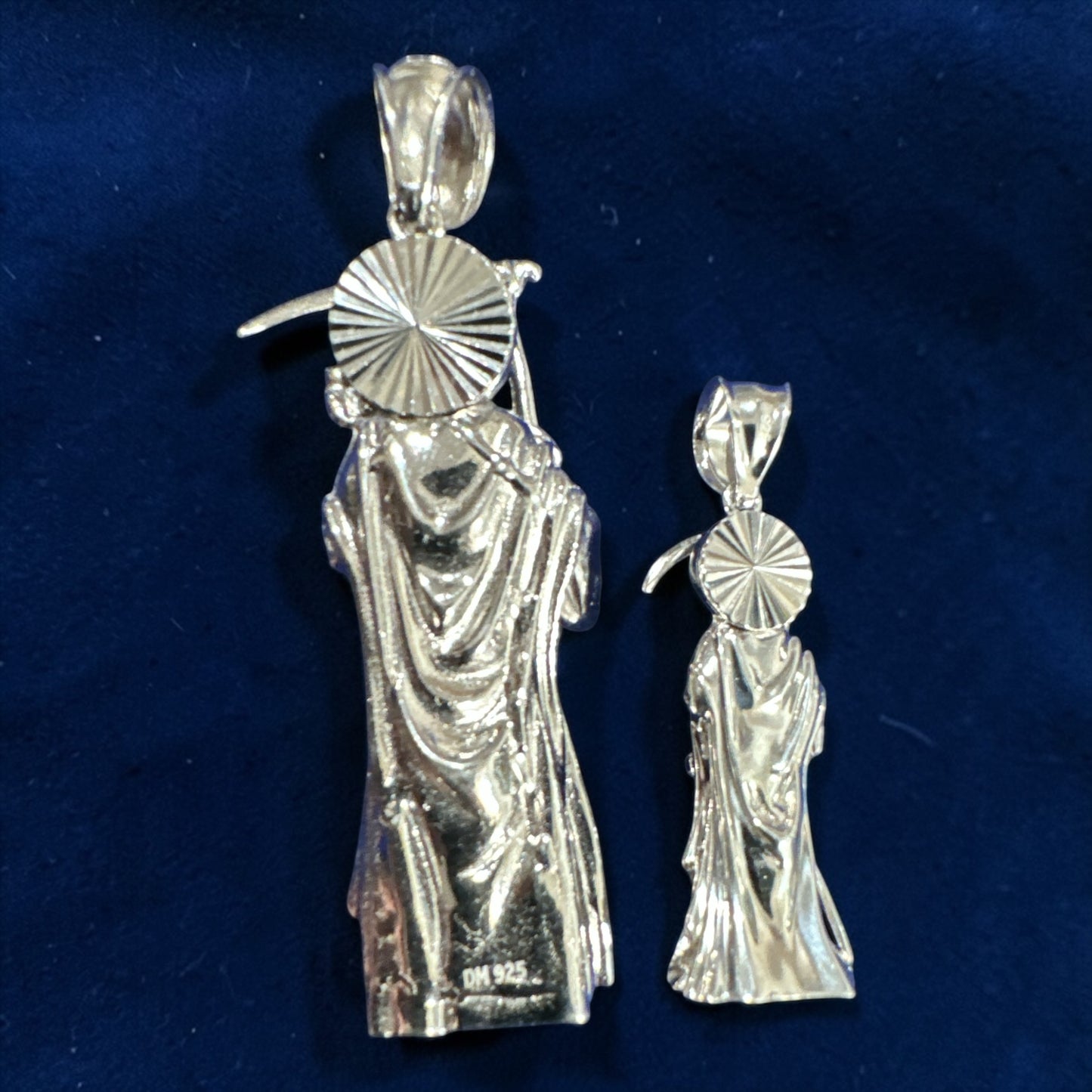 925 Sterling Silver Santa Muerte 3D Pendant