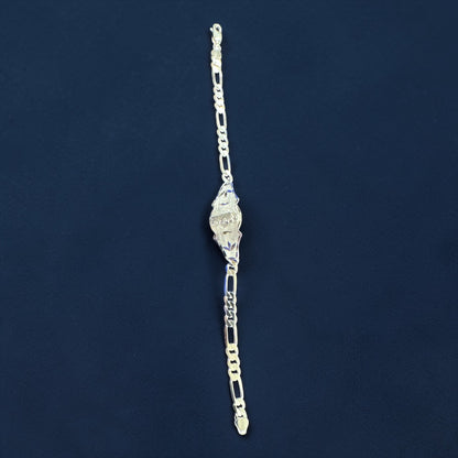 925 Sterling Silver Saint Jude & Virgen de Guadalupe Figaro ID Bracelets – Single Line / 3 Line