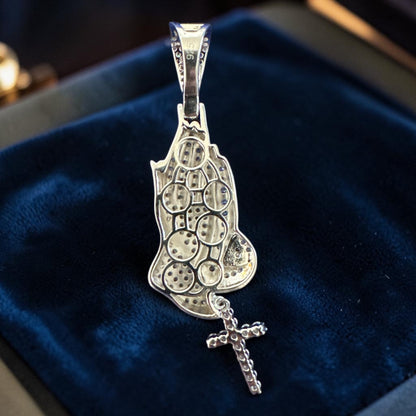 925 Sterling Silver 3D Mano de Fátima Pendant 4.5cm  (With & Without Cross)