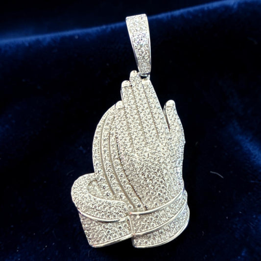925 Sterling Silver 3D Mano de Fátima Pendant 4.5cm  (With & Without Cross)